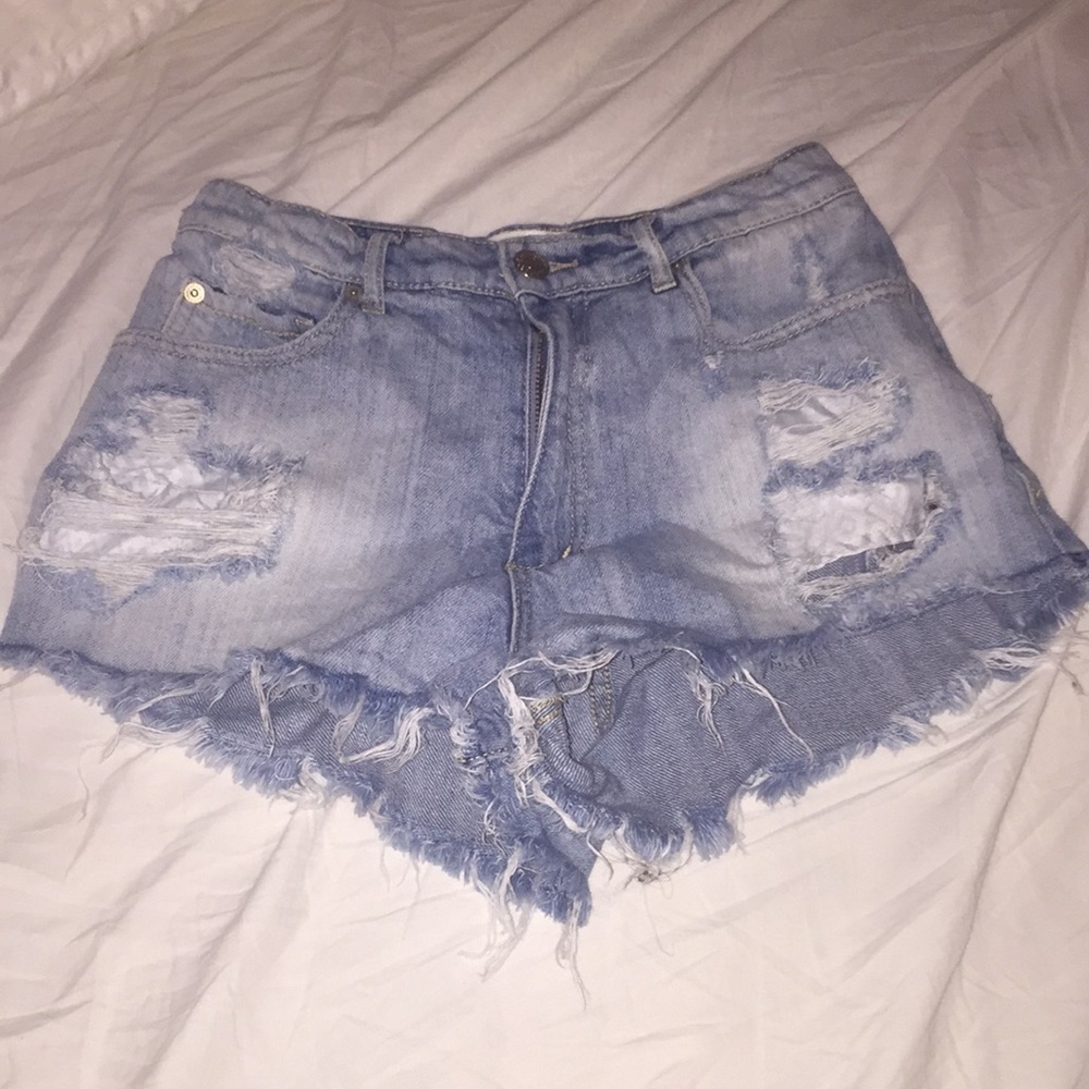 Light washed ripped shorts